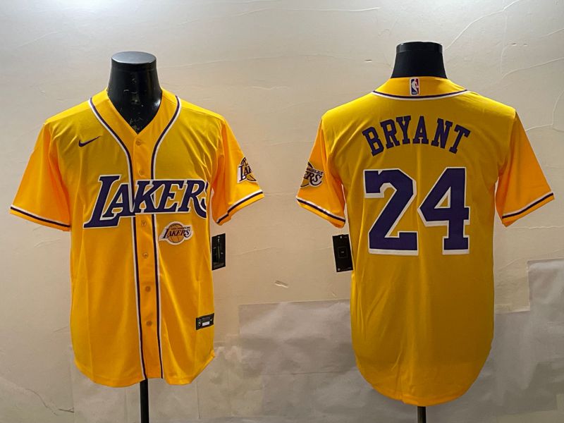 Men Los Angeles Lakers #24 Bryant Yellow Joint Name Nike 2025 NBA Jersey style 4